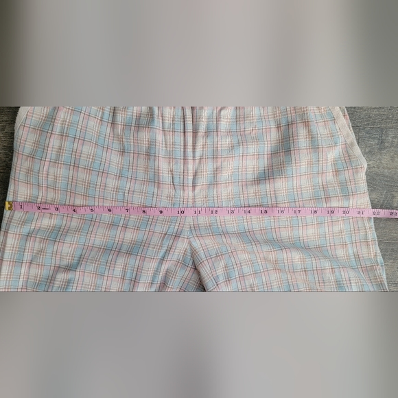 90's Vintg Straight Leg Pants Women's 16 Pink&Blue Plaid Elastic Wasit Jantzen - Picture 13 of 13